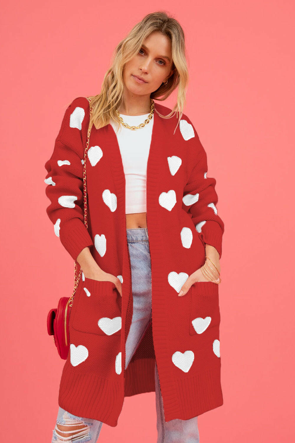 Heart Open Front Cardigan