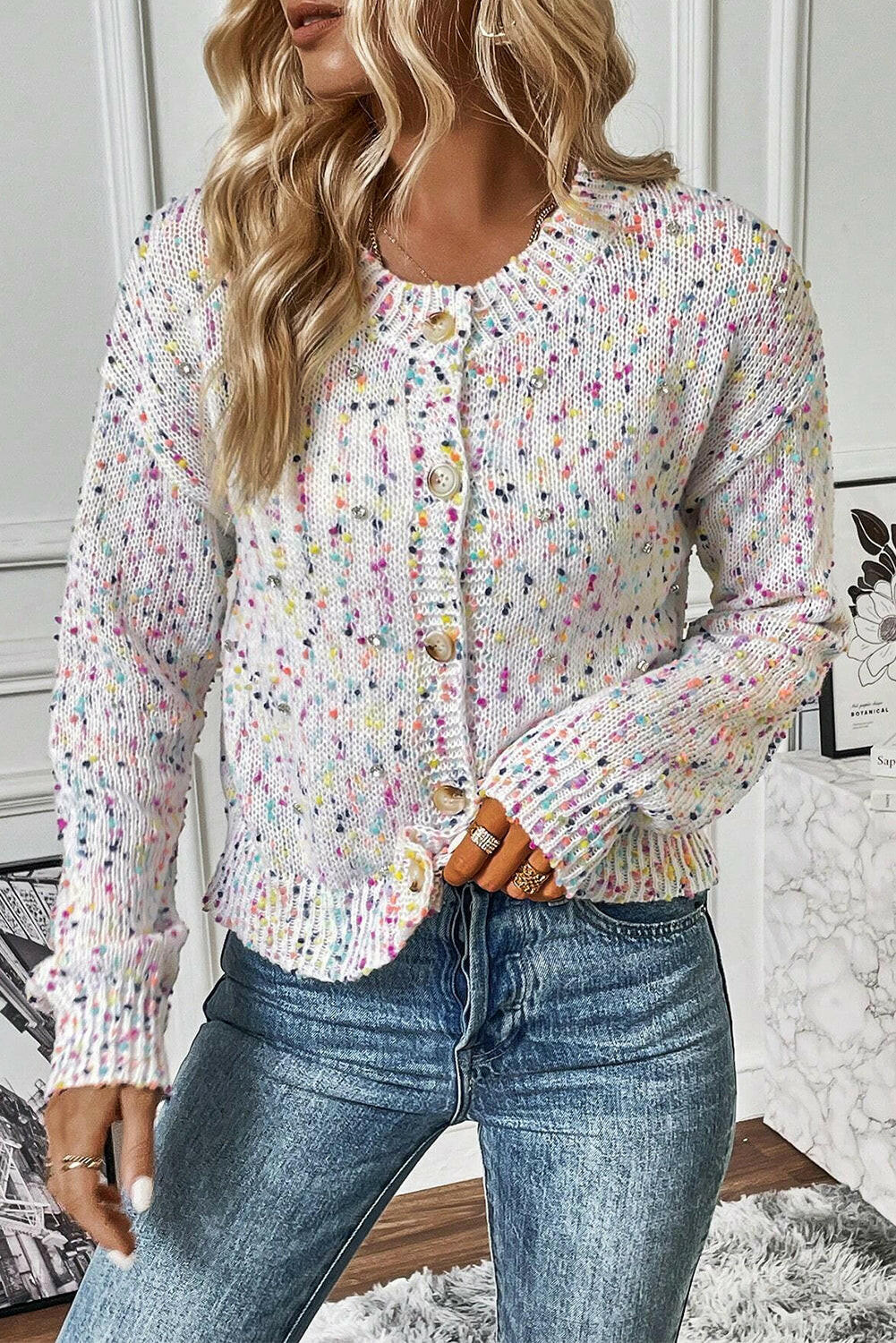 Confetti Knit Cropped Cardigan