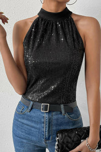 Black Sequin Tank Top