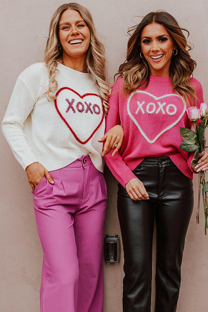 Rose Heart XOXO Knitted Sweater