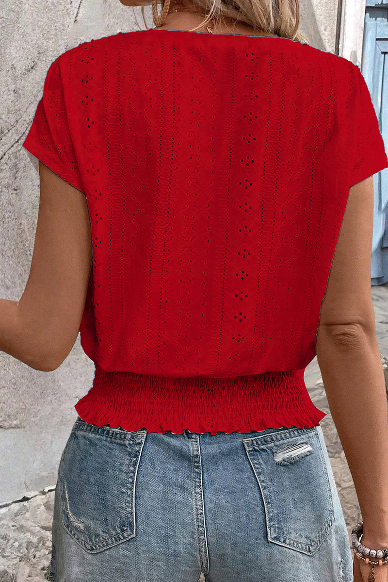 Red Eyelet Blouse