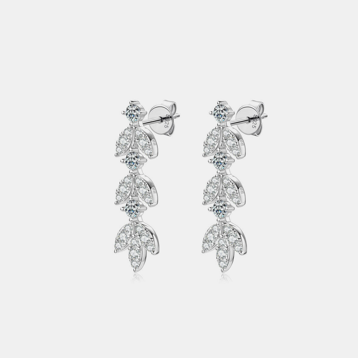 Sterling Silver Moissanite Leaf Earrings