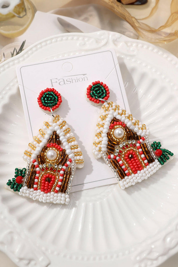 Christmas House Beaded Earrings