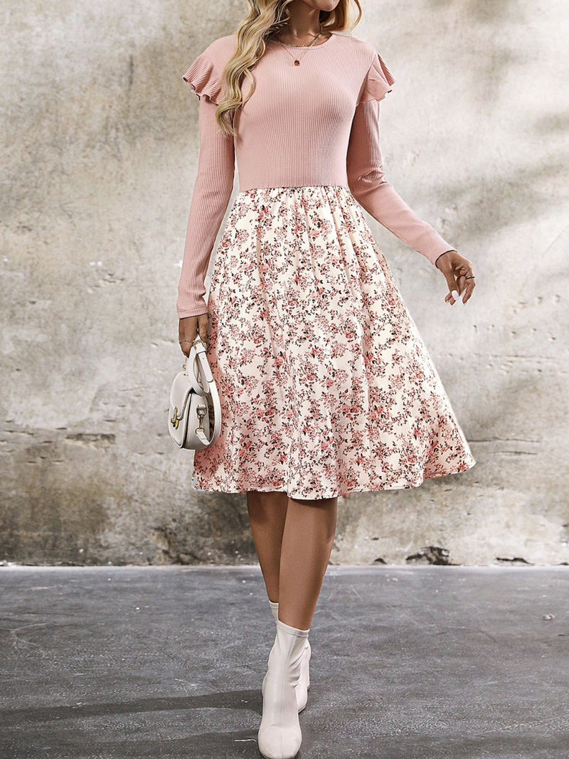 Cassandra Ruffled Floral Midi Dress