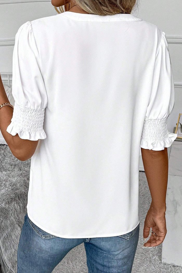 White V Neck Blouse