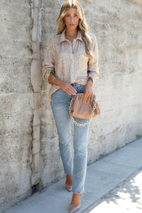 Sequin Collared Button Up Shirt