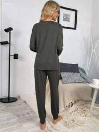 Top and Drawstring Pants Lounge Set