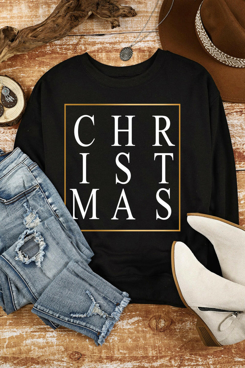 Christmas Glitter Graphic Sweatshirt