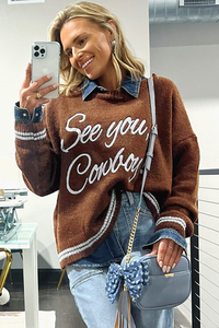 Coffee Letter Embroidered Graphic Sweater