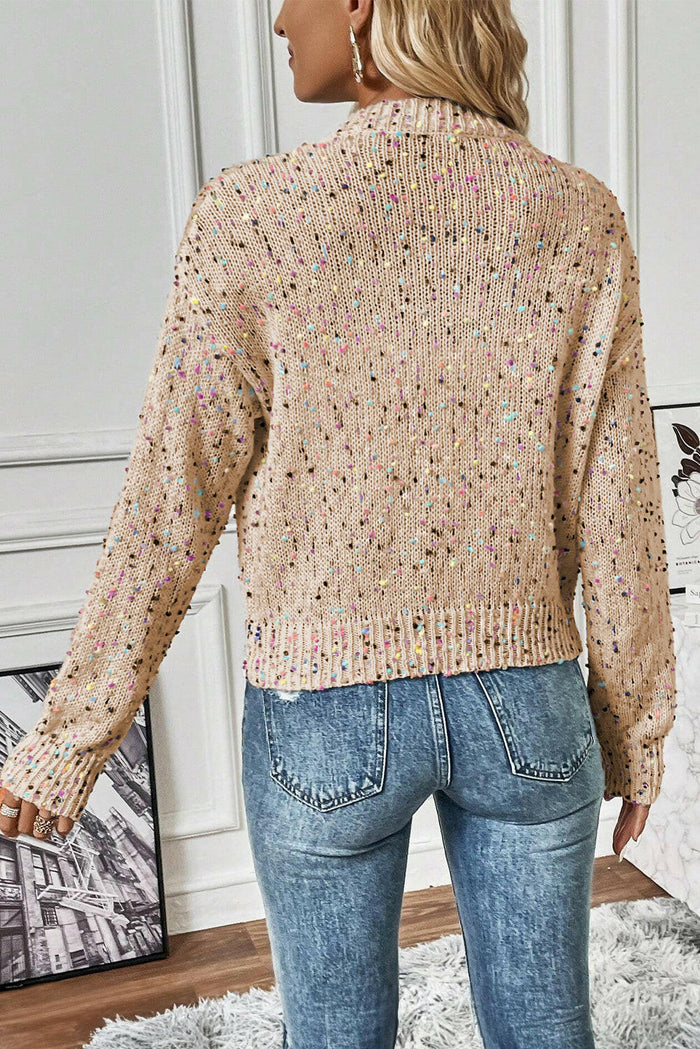 Apricot Confetti Knit Cropped Cardigan