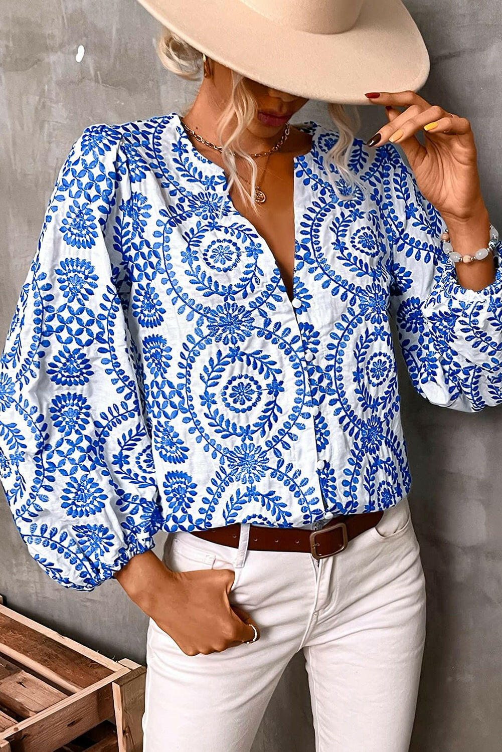 Embroidered Mediterranean Blouse