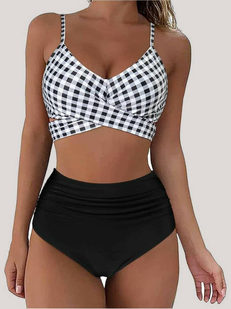 Black & White Patriotic Two-Piece Swim Set