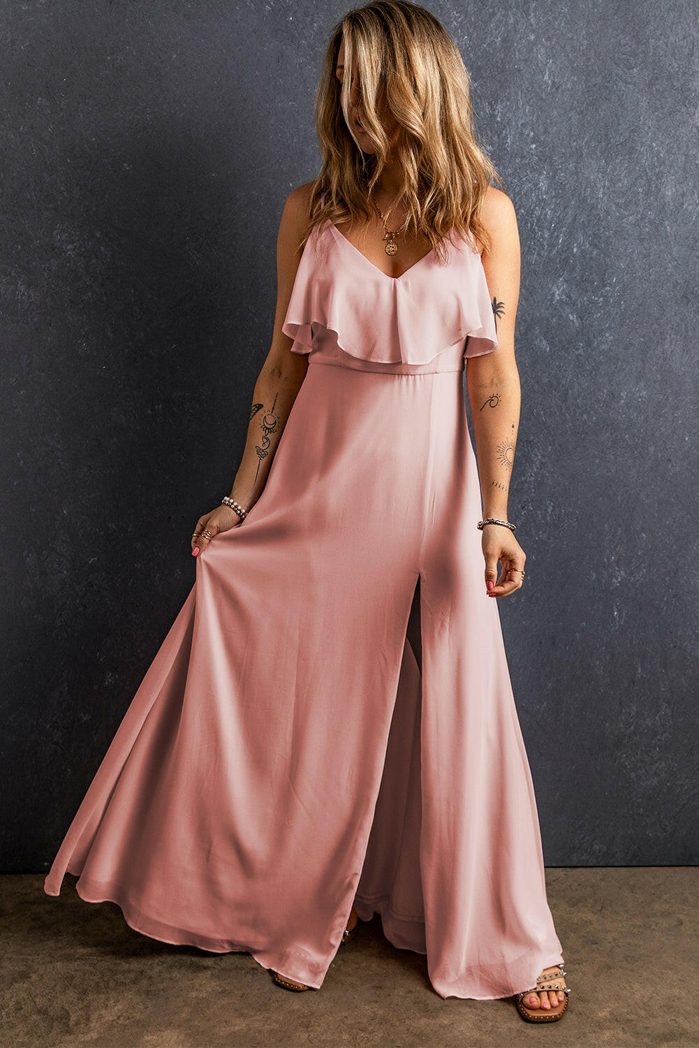 Cynthia Light Pink Ruffled Maxi Dress