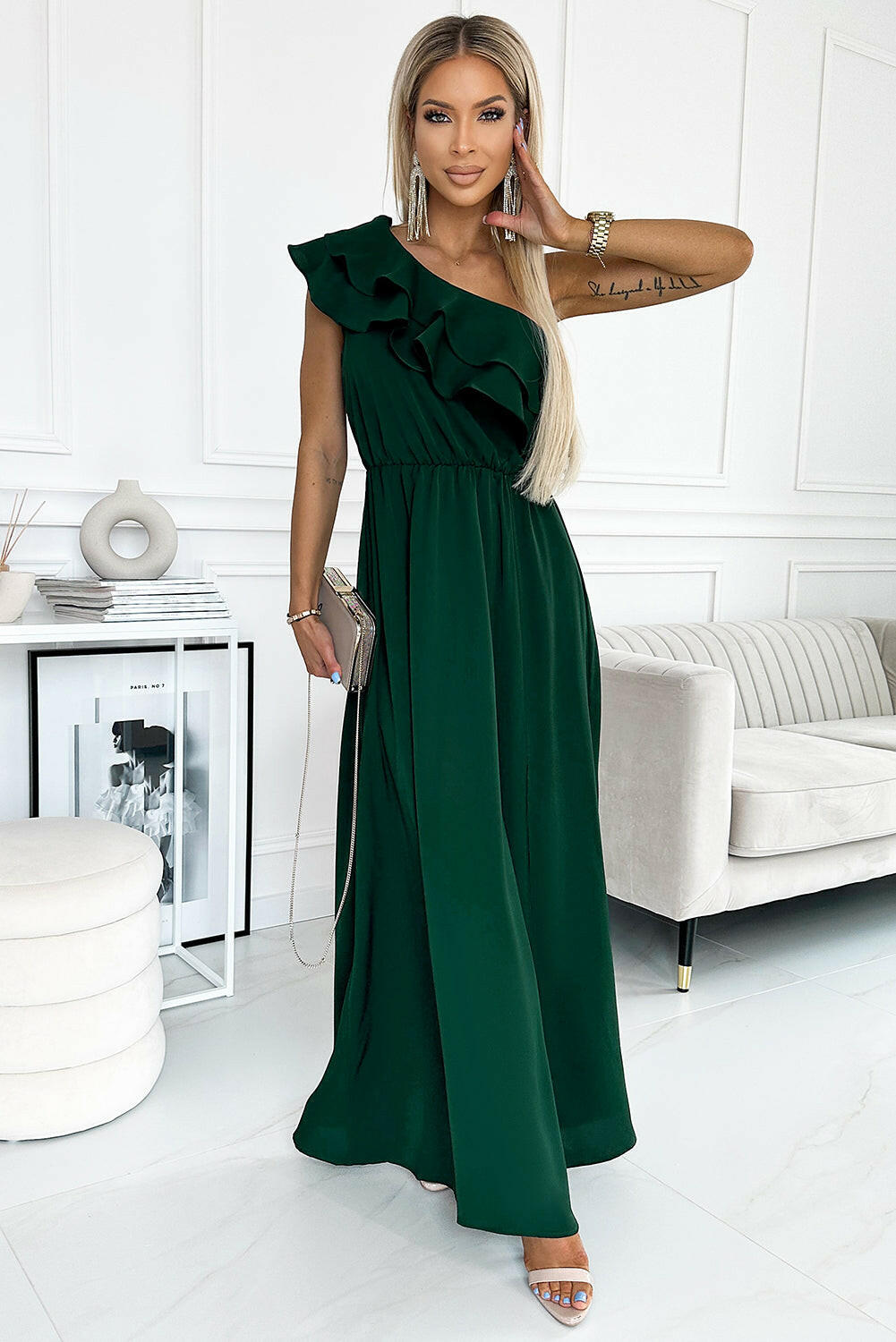 Olivia One-Shoulder Ruffled Maxi Dress