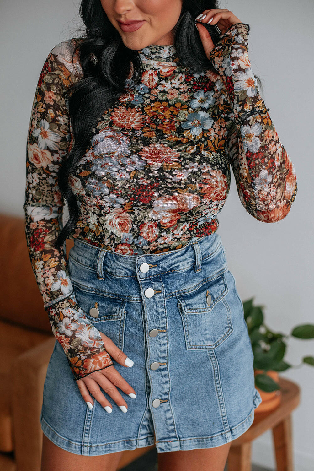 Floral Mesh Blouse