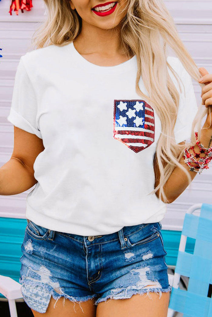 American Flag Sequin T Shirt