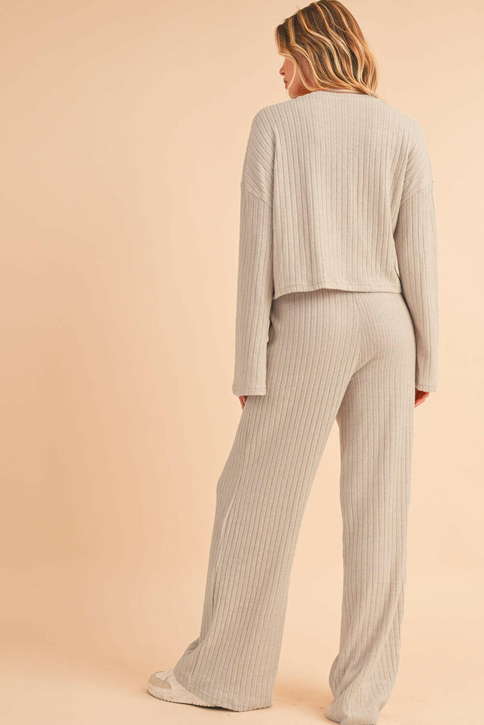 Ribbed Long Sleeve Top & Pants Set