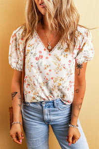 Boho Floral Short Sleeve Blouse