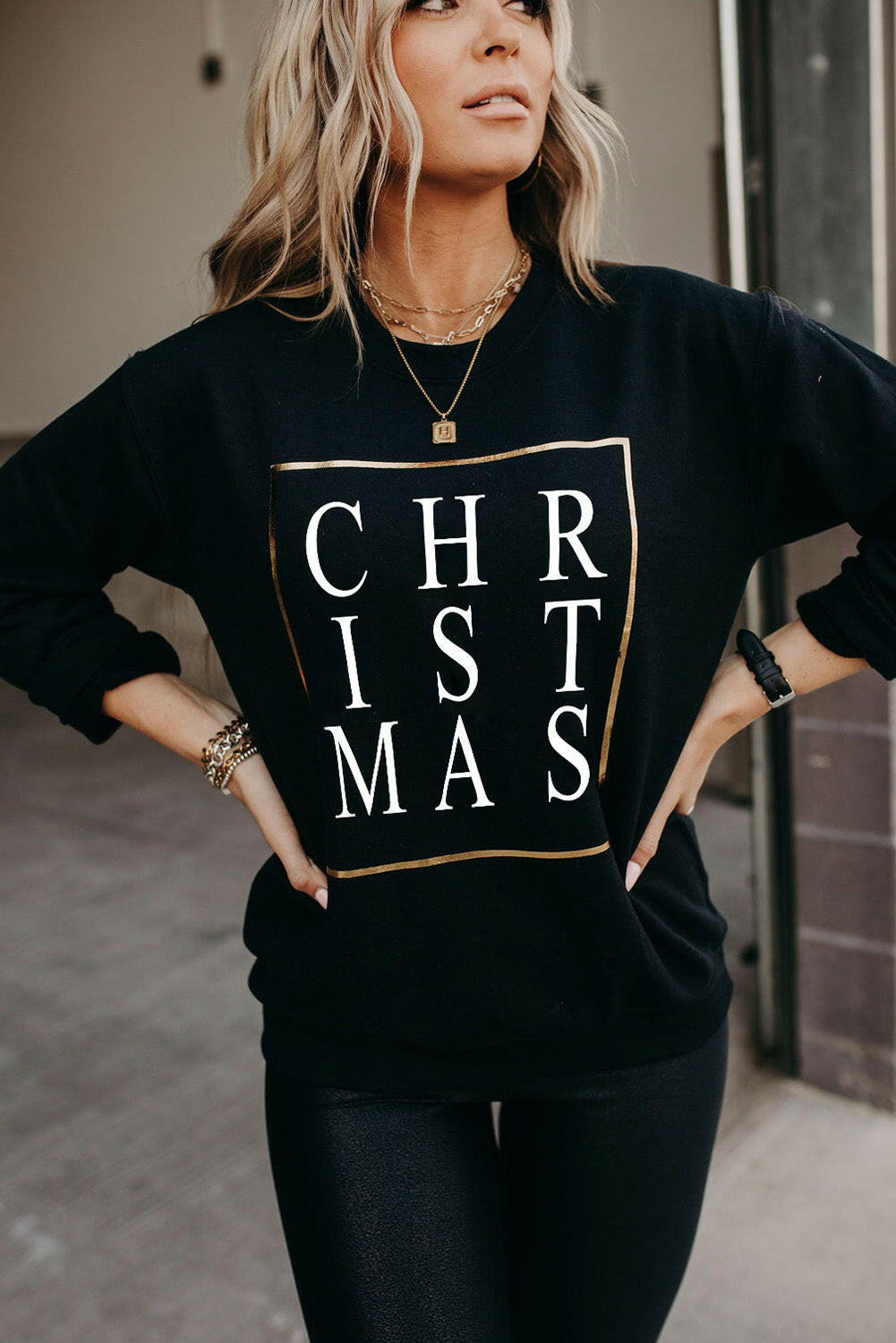 Christmas Glitter Graphic Sweatshirt