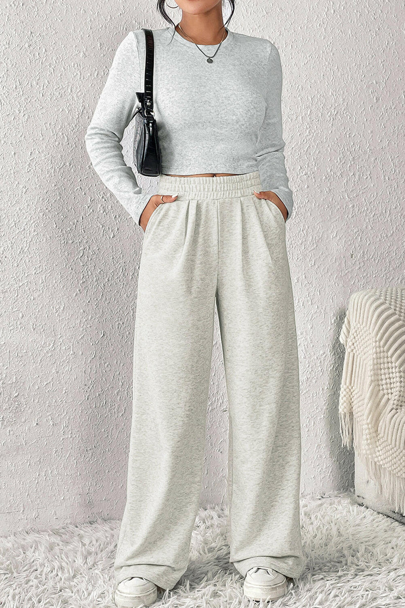 Women's Lounge Crop Top and Wide Leg Pants Set