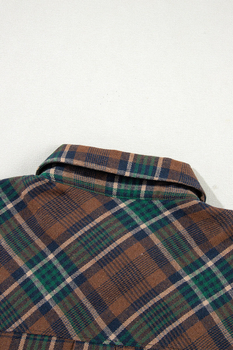 Brown Plaid Buttoned Shacket