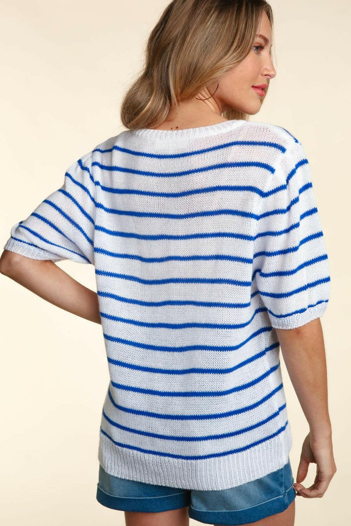 Coastal America Striped Knit Top