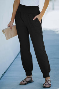 Black Elastic Waist Joggers