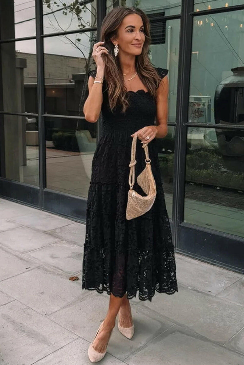 Black Lace Midi Dress