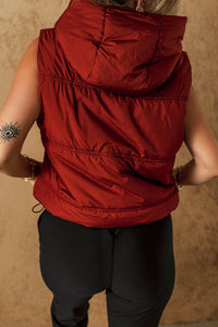 Red Hooded Puffer Vest