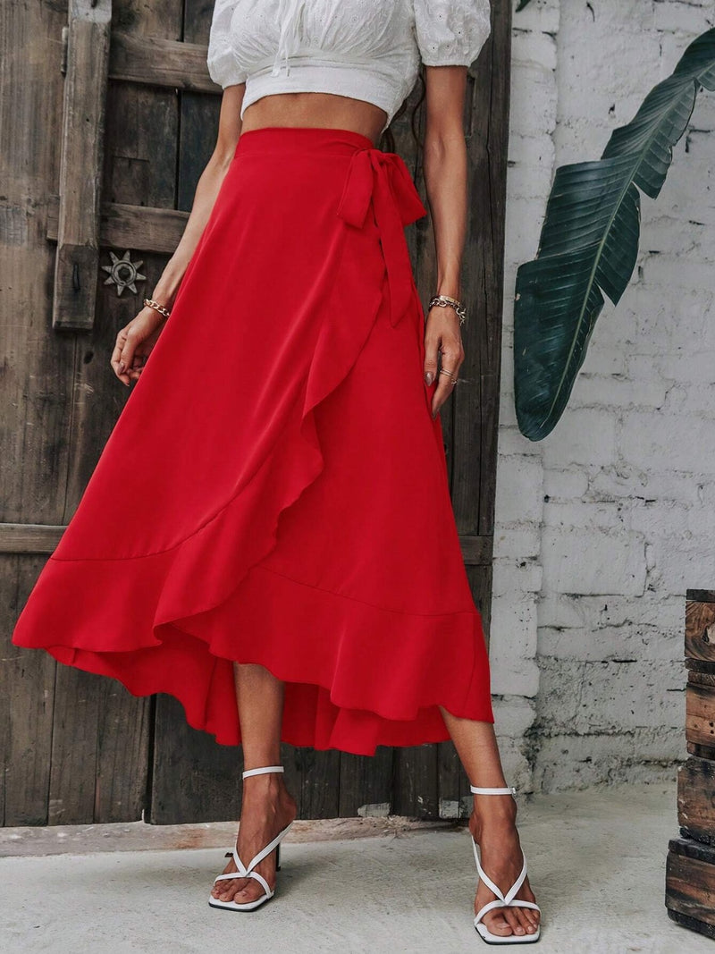 Red Flowy Skirt