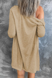 White Solid Button Up V Neck Long Cover Up