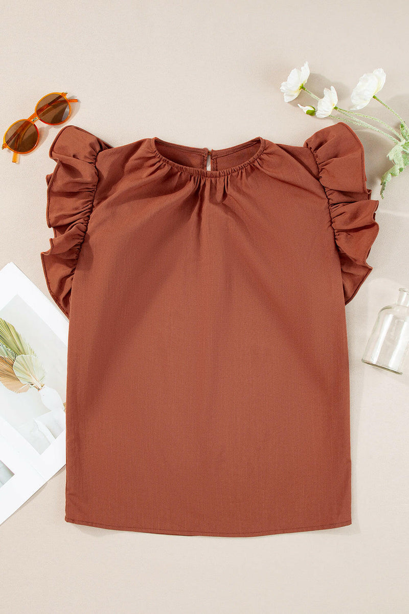 Sandalwood Ruffled Blouse