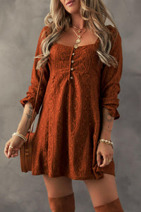 Abby Chestnut Lace Crochet Mini Dress