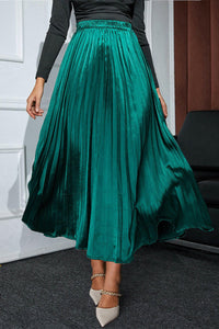 Emerald Satin Maxi Skirt