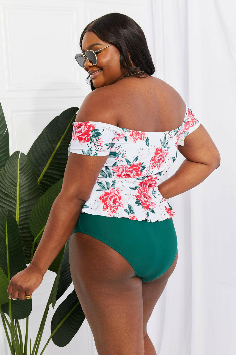 Floral Off-Shoulder Swim Tankini Set