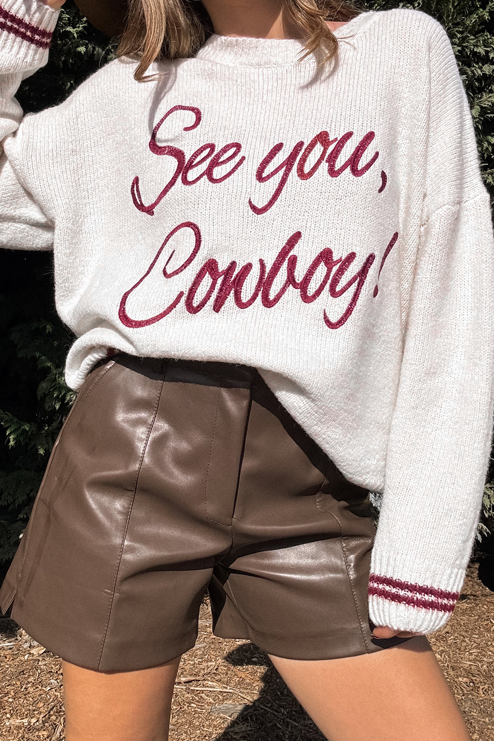 Coffee Letter Embroidered Graphic Sweater