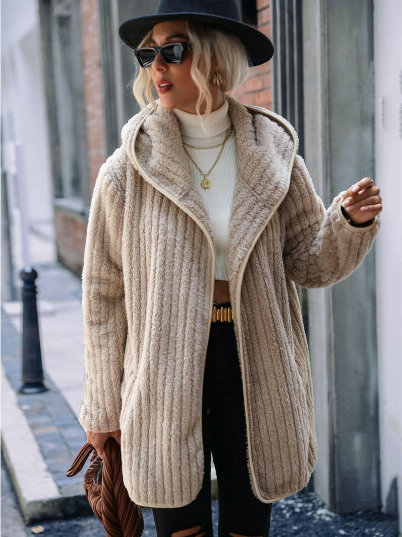 Cozy Ribbed Hooded Coat