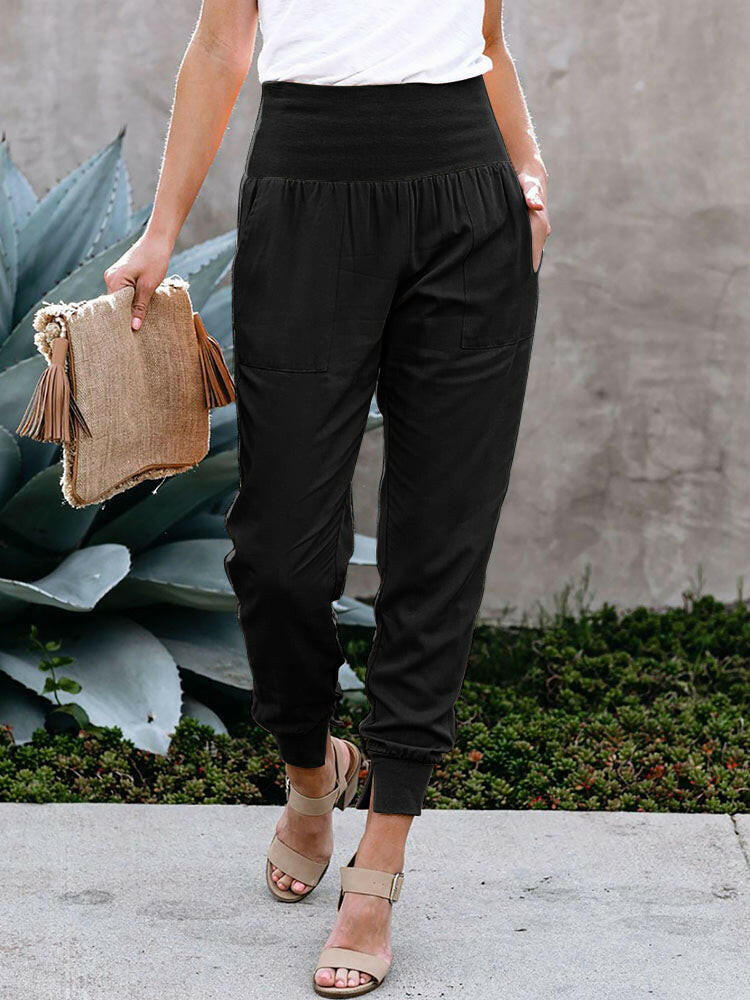 Black Elastic Waist Joggers