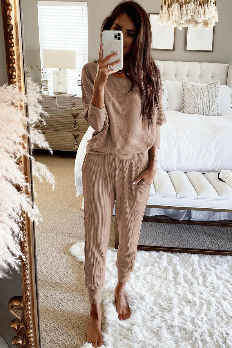 Oversized Ribbed Sweater and Pants Set