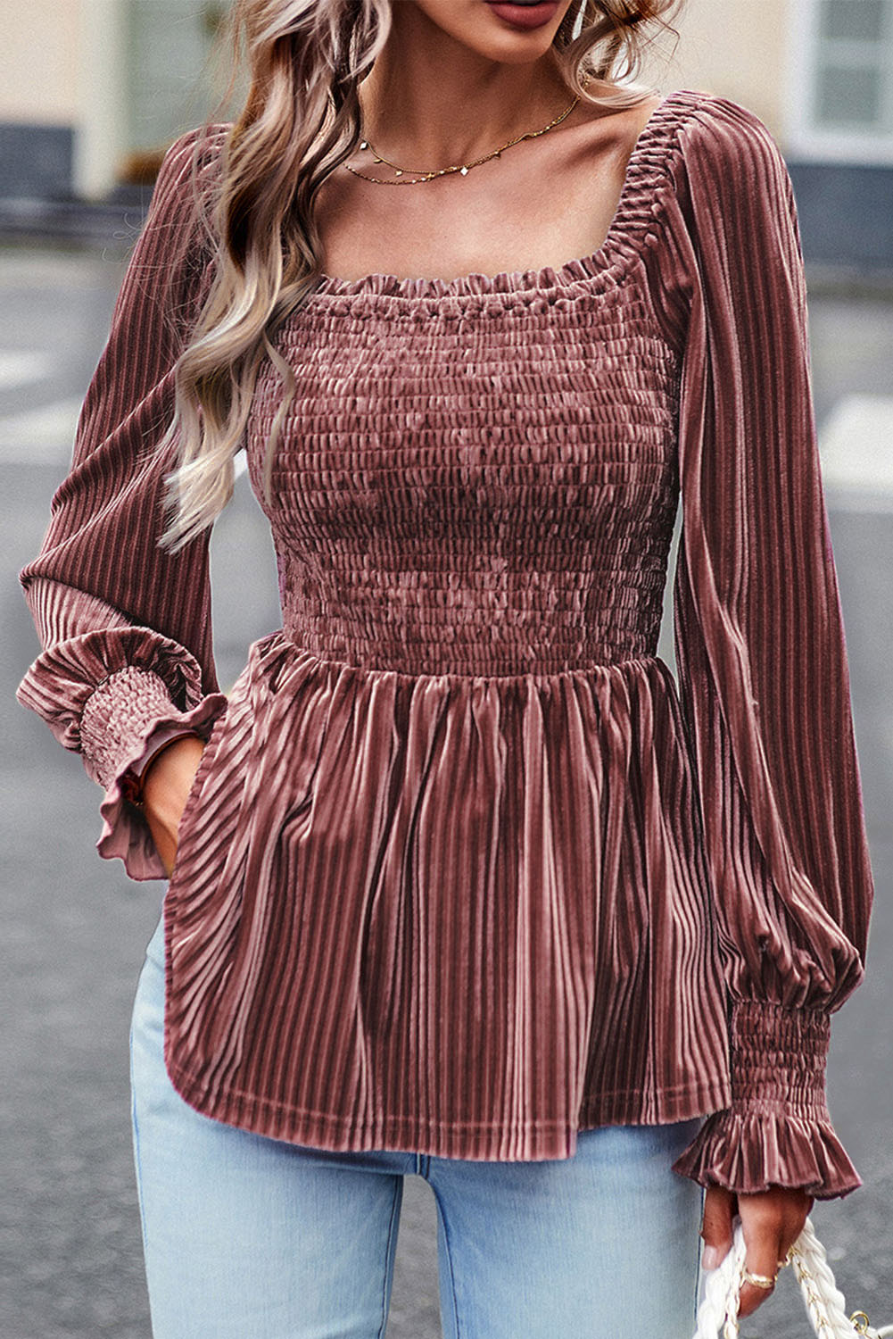 Velvet Babydoll Top