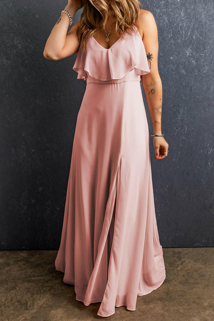 Cynthia Light Pink Ruffled Maxi Dress