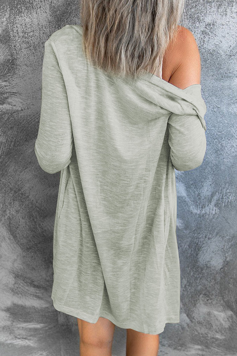 White Solid Button Up V Neck Long Cover Up