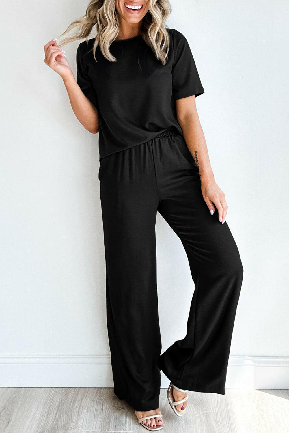 T-Shirt and Wide Leg Lounge Pants Set