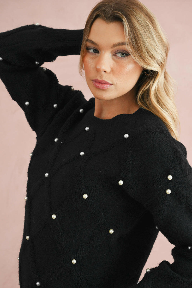 Black Pearl Embellished Sweater