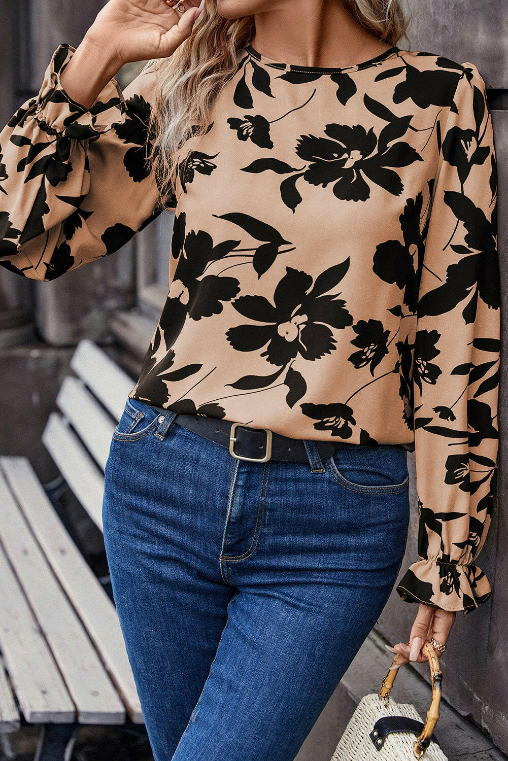 Floral Ruffle Long Sleeve Blouse