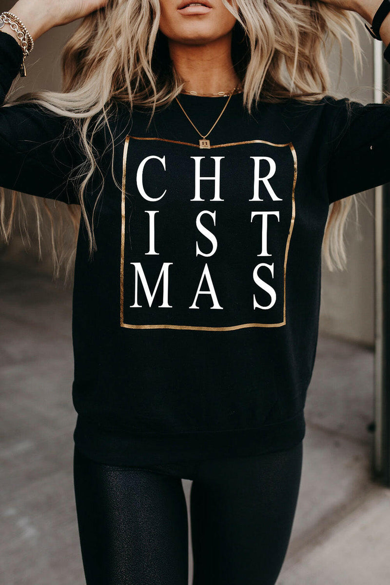 Christmas Glitter Graphic Sweatshirt