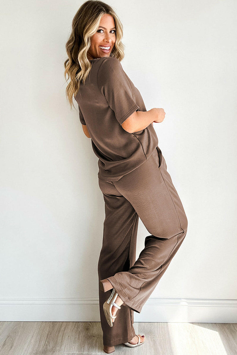 T-Shirt and Wide Leg Lounge Pants Set