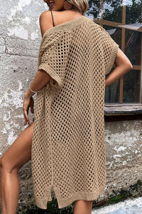 Camel Pointelle Knit Swimsuit Coverup