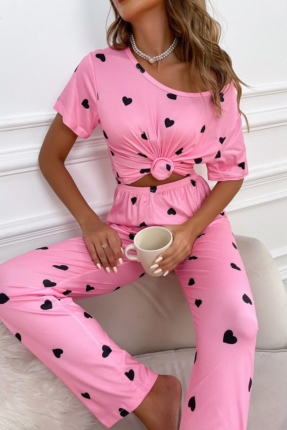 Pink Valentines Heart Pajama Set