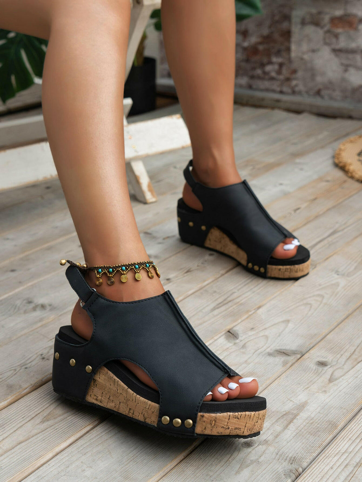 Studded Wedge Sandals